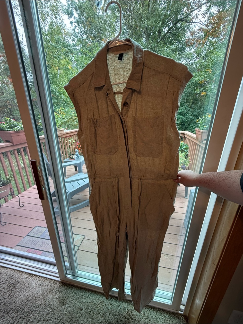 Universal Thread Sleeveless Utility Jumpsuit in Tan Brown